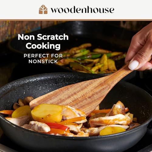 Wooden Spoons for Cooking – 10 Pcs Teak Wood Utensil Set, Durable, Nonstick Safe & Heat Resistant with Ergonomic Handles - My Kitchen Products