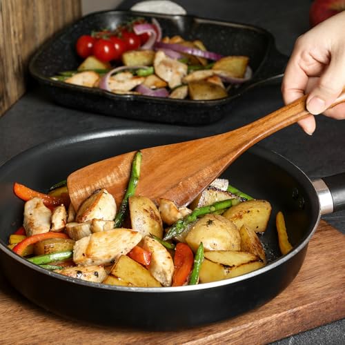 Wooden Spoons for Cooking, 12 Pcs Teak Wood Kitchen Utensils Set with Spoon Rest - Nonstick Heat Resistant Wooden Cooking Utensils, Natural Healthy Spatula Set for Pots and Pans - My Kitchen Products