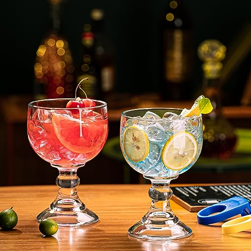 wookgreat Schooner Beer Glasses 21.5 Oz Set of 4, Extra Large Margarita Glass With 4 Color Clips, Shrimp Cocktail Goblet, Large Stemmed Glasses With Thick Bottom, Crystal Clear Bar Glassware - My Kitchen Products