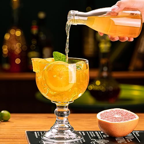 wookgreat Schooner Beer Glasses 21.5 Oz Set of 4, Extra Large Margarita Glass With 4 Color Clips, Shrimp Cocktail Goblet, Large Stemmed Glasses With Thick Bottom, Crystal Clear Bar Glassware - My Kitchen Products