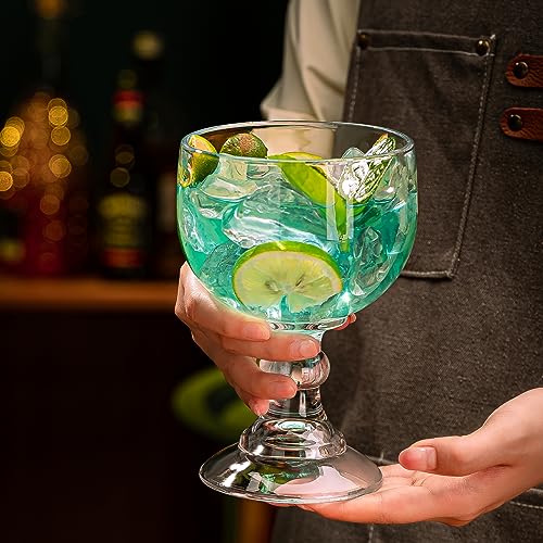 wookgreat Schooner Beer Glasses 21.5 Oz Set of 4, Extra Large Margarita Glass With 4 Color Clips, Shrimp Cocktail Goblet, Large Stemmed Glasses With Thick Bottom, Crystal Clear Bar Glassware - My Kitchen Products