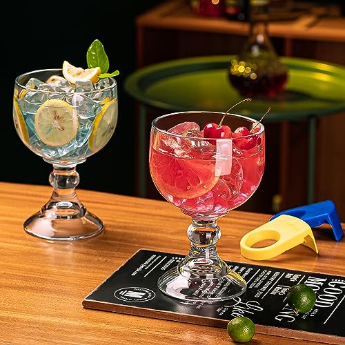 wookgreat Schooner Beer Glasses 21.5 Oz Set of 4, Extra Large Margarita Glass With 4 Color Clips, Shrimp Cocktail Goblet, Large Stemmed Glasses With Thick Bottom, Crystal Clear Bar Glassware - My Kitchen Products