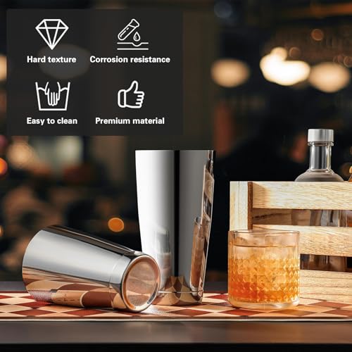WOTOR Boston Cocktail Shaker Set, 18 oz & 28 oz Stainless Steel Weighted Shaker Tins, Metal Martini Shaker Drink Mixer for Bartending, professional Bar Tools for Bartender （Sliver） - My Kitchen Products