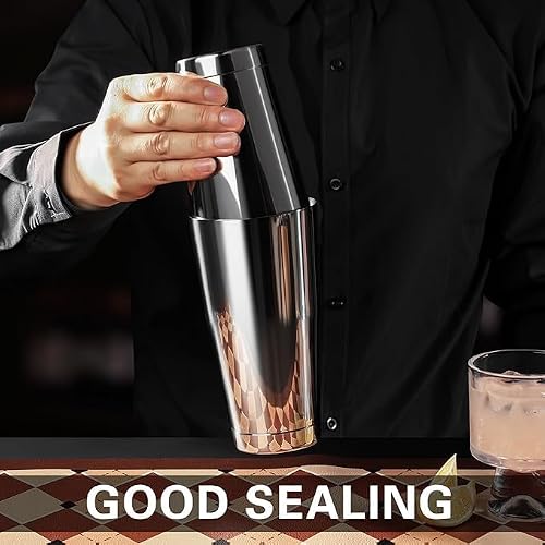 WOTOR Boston Cocktail Shaker Set, 18 oz & 28 oz Stainless Steel Weighted Shaker Tins, Metal Martini Shaker Drink Mixer for Bartending, professional Bar Tools for Bartender （Sliver） - My Kitchen Products