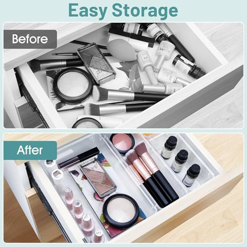 WOWBOX 25 PCS Clear Plastic Drawer Organizer Set, 4 Sizes Desk Drawer Divider Organizers and Storage Bins for Makeup, Jewelry, Gadgets for Kitchen, Bedroom, Bathroom, Office - My Kitchen Products