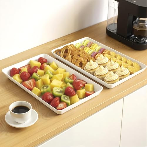 WOWBOX 4 pcs Serving Tray for Party, Grilling Accessories, Serving Platters for Snacks, Fruit, Reusable Plastic Trays for Serving Food and Pantry Organization in Kitchen & for Mothers Day Parties - My Kitchen Products