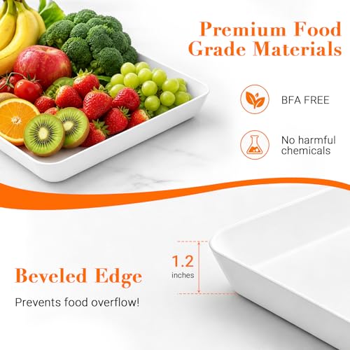 WOWBOX 4 pcs Serving Tray for Party, Grilling Accessories, Serving Platters for Snacks, Fruit, Reusable Plastic Trays for Serving Food and Pantry Organization in Kitchen & for Mothers Day Parties - My Kitchen Products