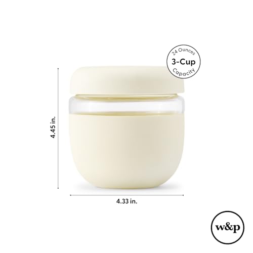 W&P Porter Seal Tight Glass Lunch Bowl Container w/ Lid | Cream 24 Ounces | Leak & Spill Proof, Soup & Stew Food Storage, Meal Prep, Airtight, Microwave and Dishwasher Safe, BPA-Free - My Kitchen Products