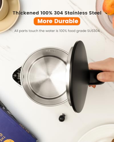 WTJMOV Electric Kettle Stainless Steel, 1.0L Small Water Boiler 1200W Fast Boiling, Double Wall Tea Kettle Pot Automatic Shut Off, Durable Coffee & Tea Maker/Warmer/Heater Black - My Kitchen Products
