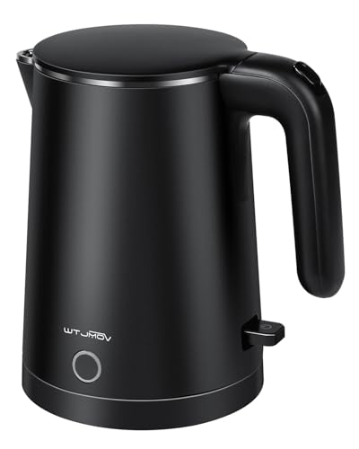 WTJMOV Electric Kettle Stainless Steel, 1.0L Small Water Boiler 1200W Fast Boiling, Double Wall Tea Kettle Pot Automatic Shut Off, Durable Coffee & Tea Maker/Warmer/Heater Black - My Kitchen Products