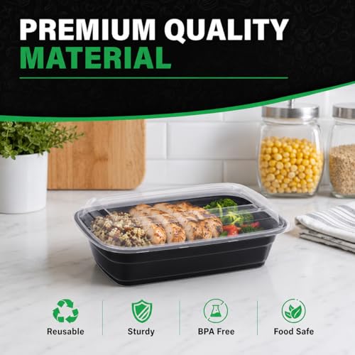 WUHUIXOZ Meal Prep Container, 50 Pack 32 oz Food Storage Containers with Lids, Disposable Bento Box Reusable Plastic Lunch Box, BPA Free Take-Out Box Microwave Dishwasher Freezer Safe - My Kitchen Products