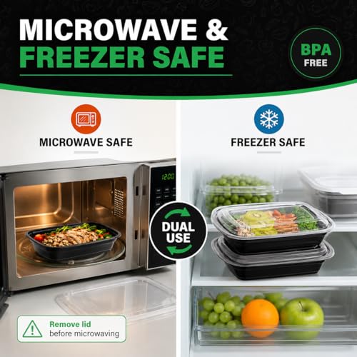 WUHUIXOZ Meal Prep Container, 50 Pack 32 oz Food Storage Containers with Lids, Disposable Bento Box Reusable Plastic Lunch Box, BPA Free Take-Out Box Microwave Dishwasher Freezer Safe - My Kitchen Products