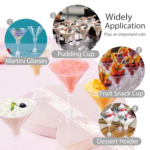 WUWEOT 60 Pack Plastic Martini Glasses, 5 Oz Tall Cocktail Glasses, Unbreakable Appetizer Dessert Cups Drinkware for Home Bar Restaurant Party Supply - My Kitchen Products