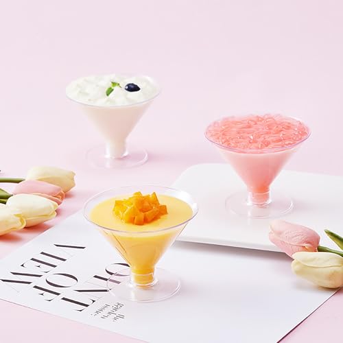 WUWEOT 60 Pack Plastic Martini Glasses, 5 Oz Tall Cocktail Glasses, Unbreakable Appetizer Dessert Cups Drinkware for Home Bar Restaurant Party Supply - My Kitchen Products