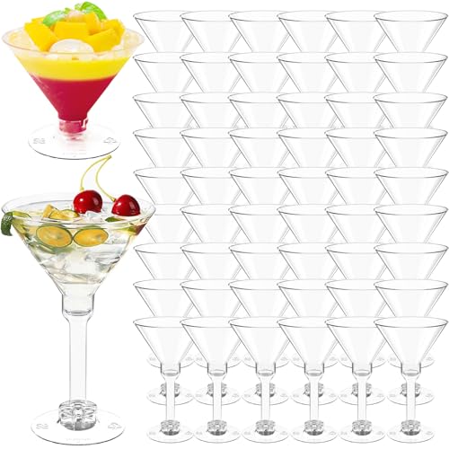 WUWEOT 60 Pack Plastic Martini Glasses, 5 Oz Tall Cocktail