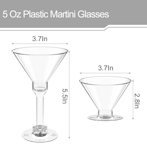 WUWEOT 60 Pack Plastic Martini Glasses, 5 Oz Tall Cocktail Glasses, Unbreakable Appetizer Dessert Cups Drinkware for Home Bar Restaurant Party Supply - My Kitchen Products