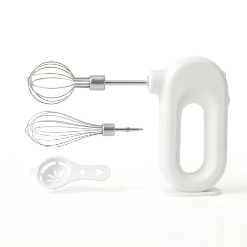 Wynboop Colorful Mini Cordless Hand Mixer, Self-Standing USB Rechargeable Handheld Egg Beater with 4 Speeds & 2 Whisks, Lightweight Portable Electric Whisk for Kitchen Baking and Cooking(White) - My Kitchen Products