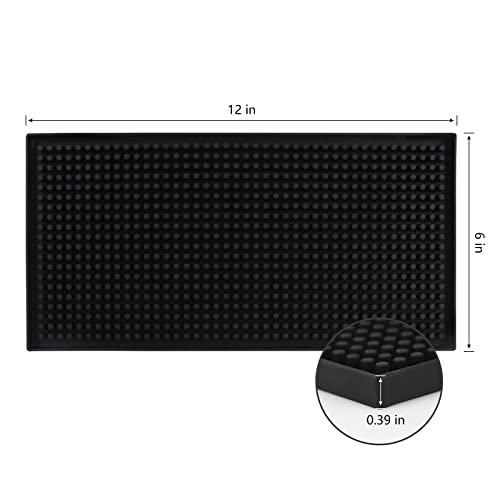 XieNie Bar Mat, 6" x 12" Black Small Coffee Mat for Home Bar Kitchen Countertop, Non-Slip Service Spill Mat for Cocktail Bartender Accessories, PVC Counter Top Cup Glasses Drying Mats, 1Pac - My Kitchen Products