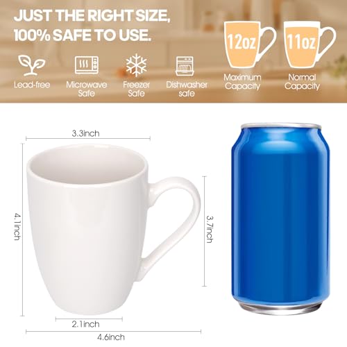xihihiaa 6 Pack Ceramic Coffee Mugs Set, 12 OZ Porcelain Coffee Cups with Handle, Hot Tea, Americano, Mocha, Milk, Latte, Snow, Dishwasher and Microwave Safe, Set of 6 White - My Kitchen Products