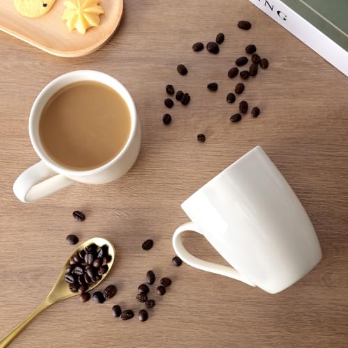 xihihiaa 6 Pack Ceramic Coffee Mugs Set, 12 OZ Porcelain Coffee Cups with Handle, Hot Tea, Americano, Mocha, Milk, Latte, Snow, Dishwasher and Microwave Safe, Set of 6 White - My Kitchen Products