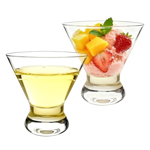 XZZWLL Martini Glasses Set of 2, Crystal Clear with Thick Base Stemless Cocktail Glasses for Margarita, Espresso