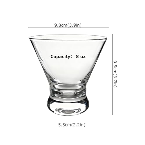 XZZWLL Martini Glasses Set of 2, Crystal Clear with Thick Base Stemless Cocktail Glasses for Margarita, Espresso Martini, Manhattan and Dishwasher Safe, 8 oz - My Kitchen Products