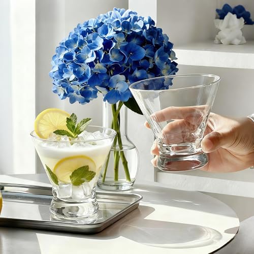 XZZWLL Martini Glasses Set of 2, Crystal Clear with Thick Base Stemless Cocktail Glasses for Margarita, Espresso Martini, Manhattan and Dishwasher Safe, 8 oz - My Kitchen Products