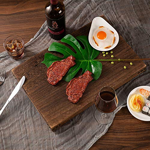 Yangbaga Rustic Wooden Serving Trays with Handle - Set of 7 Rectangular Platters for Entertaining, Breakfast, Coffee Table, Home Decor - My Kitchen Products