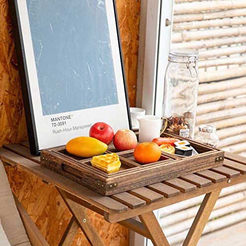 Yangbaga Rustic Wooden Serving Trays with Handle - Set of 7 Rectangular Platters for Entertaining, Breakfast, Coffee Table, Home Decor - My Kitchen Products