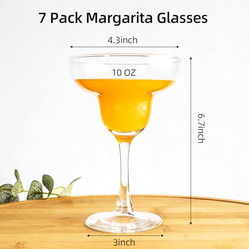 YANGNAY Margarita Glasses Set of 7, 10 oz Reusable Cocktail Glasses with Stem, Perfect for Parties, Mixed Drinks & Frozen Cocktails, Dishwasher Safe - My Kitchen Products