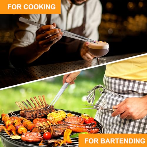 Yaomiao 4 Packs 12 Inch Bar Tweezers Silver Cocktail Tongs Long Garnish Tweezers Stainless Steel Bartender Kitchen Cooking Tongs for Cocktail Food Fruit Korean BBQ Bartender Chef, Multi-use - My Kitchen Products