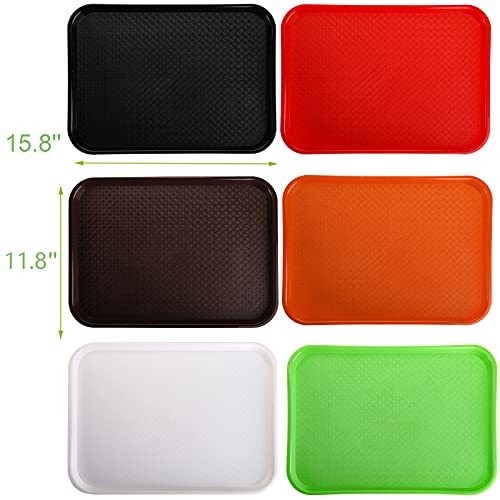 Yarlung 6 Pack Plastic Fast Food Trays, 16x12 Inches Restaurant Serving Trays Set for Coffee Table, Kitchen, Party, 6 Colors - My Kitchen Products