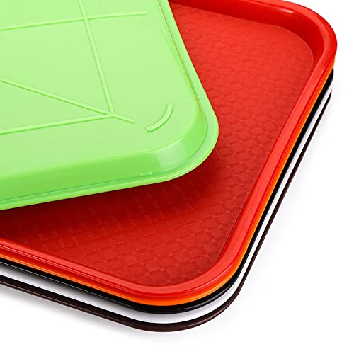Yarlung 6 Pack Plastic Fast Food Trays, 16x12 Inches Restaurant Serving Trays Set for Coffee Table, Kitchen, Party, 6 Colors - My Kitchen Products