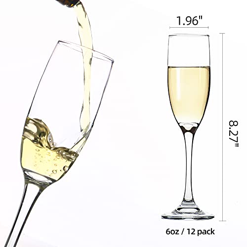YARYOUNG Champagne Flute Glasses Set of 12, 6 Oz Classic Champagne Glass Set for Wedding, Birthday, Anniversary, Party - My Kitchen Products