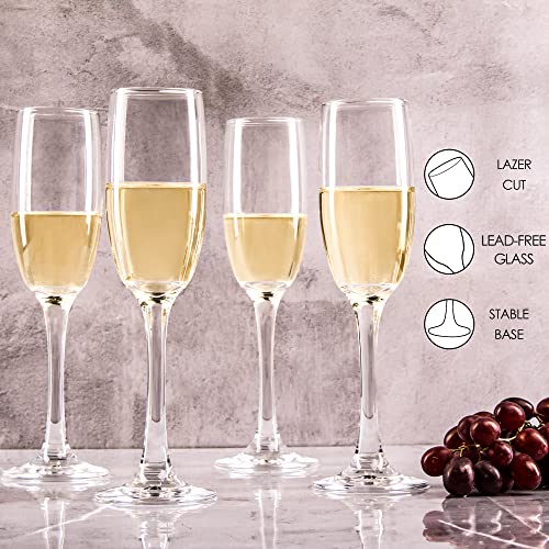 YARYOUNG Champagne Flute Glasses Set of 12, 6 Oz Classic Champagne Glass Set for Wedding, Birthday, Anniversary, Party - My Kitchen Products