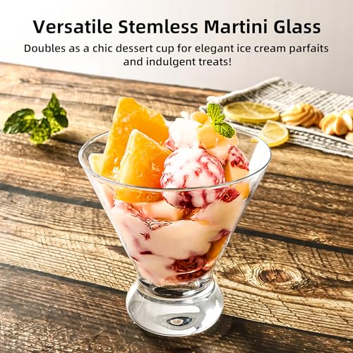 YARYOUNG Martini Glasses Set of 12, 8Oz Stemless Martini Cocktail Glasses, Modern Cocktail Glasses for Bar/Margarita/Whiskey/Gin/Tequila/Cosmopolitan,Dishwasher Safe,No-Stem Martini Glassware Gift Set - My Kitchen Products