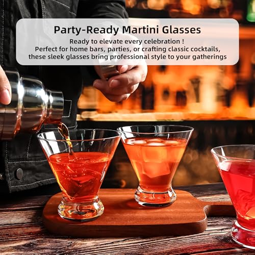 YARYOUNG Martini Glasses Set of 12, 8Oz Stemless Martini Cocktail Glasses, Modern Cocktail Glasses for Bar/Margarita/Whiskey/Gin/Tequila/Cosmopolitan,Dishwasher Safe,No-Stem Martini Glassware Gift Set - My Kitchen Products