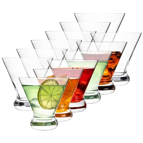 YARYOUNG Martini Glasses Set of 12, 8Oz Stemless Martini Cocktail