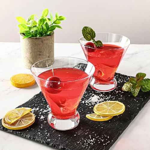 YARYOUNG Martini Glasses Set of 12, 8Oz Stemless Martini Cocktail Glasses, Modern Cocktail Glasses for Bar/Margarita/Whiskey/Gin/Tequila/Cosmopolitan,Dishwasher Safe,No-Stem Martini Glassware Gift Set - My Kitchen Products