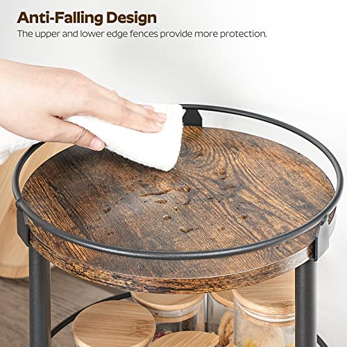 YATINEY Lazy Susan Organizer, Rotating Spice Rack, 2 Tier Spice Turntable Organizer, Industrial Turntable Spice Holder, for Kitchen Countertop and Cabinet, Compact and Versatile, Rustic Brown SR22BR - My Kitchen Products