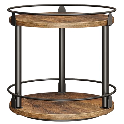 YATINEY Lazy Susan Organizer, Rotating Spice Rack, 2 Tier Spice Turntable Organizer, Industrial Turntable Spice Holder, for Kitchen Countertop and Cabinet, Compact and Versatile, Rustic Brown SR22BR - My Kitchen Products