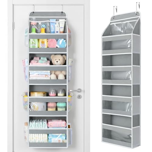 Yecaye 5 Tier Over the Door Organizer, Swing-proof Door Organizer Hanging with Clear PVC