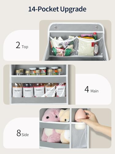 Yecaye 5 Tier Over the Door Organizer, Swing-proof Door Organizer Hanging with Clear PVC Windows, Behind the Door Storage for Bedroom Nursery Closet Laundry Pantry Bathroom, Grey - My Kitchen Products