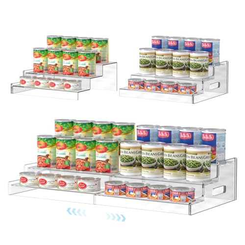 Yecuip Expandable Can Rack Organizer for Pantry, 3-Tier Adjustable Can Storage Holder, Holds Up to 24