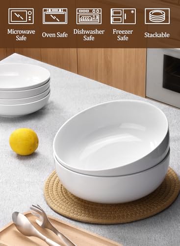 Yedio Pasta Serving Bowls 120 Ounce 9.7” Large Serving Bowls, Porcelain Salad Bowls for Kitchen, Big White Soup Bowls, Oven Dishwasher Safe, Set of 2 - My Kitchen Products
