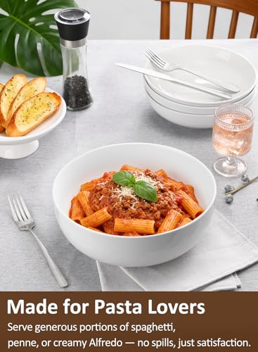 Yedio Pasta Serving Bowls 120 Ounce 9.7” Large Serving Bowls, Porcelain Salad Bowls for Kitchen, Big White Soup Bowls, Oven Dishwasher Safe, Set of 2 - My Kitchen Products