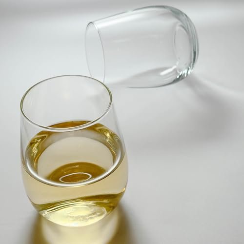 yersiz Stemless Wine Glasses Set of 6, Clear Tumblers for Red & White Wine, Cocktails, Scotch, Juice and Water, Drinking Glasses for Home Bar, Parties, Birthday, Wedding and Restaurant - My Kitchen Products