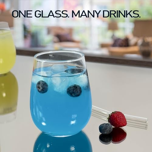 yersiz Stemless Wine Glasses Set of 6, Clear Tumblers for Red & White Wine, Cocktails, Scotch, Juice and Water, Drinking Glasses for Home Bar, Parties, Birthday, Wedding and Restaurant - My Kitchen Products