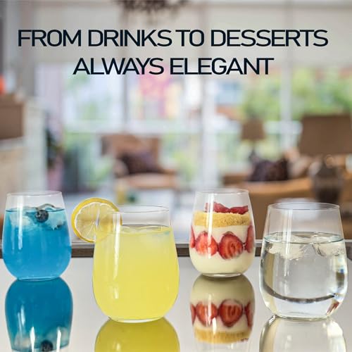 yersiz Stemless Wine Glasses Set of 6, Clear Tumblers for Red & White Wine, Cocktails, Scotch, Juice and Water, Drinking Glasses for Home Bar, Parties, Birthday, Wedding and Restaurant - My Kitchen Products