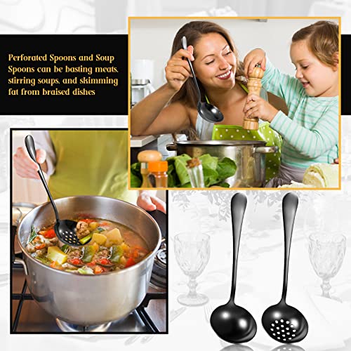 Yetene 19 Pieces Serving Flatware Set Including Stainless Steel Spatulas, Forks, Spoons, Perforated, Soup, Skimmers Spoon, Buffet Tongs, Heavy Duty Serving Tongs for Home(Black) - My Kitchen Products